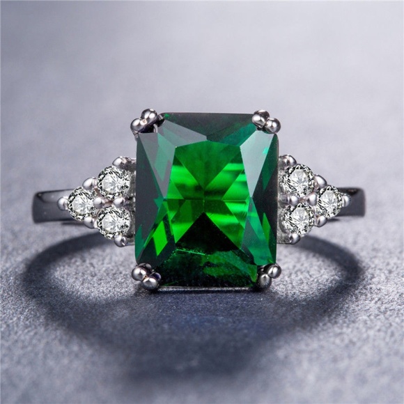 unbranded Jewelry - 925 Silver Rings Princess Cut 2.0ct Emerald Ring